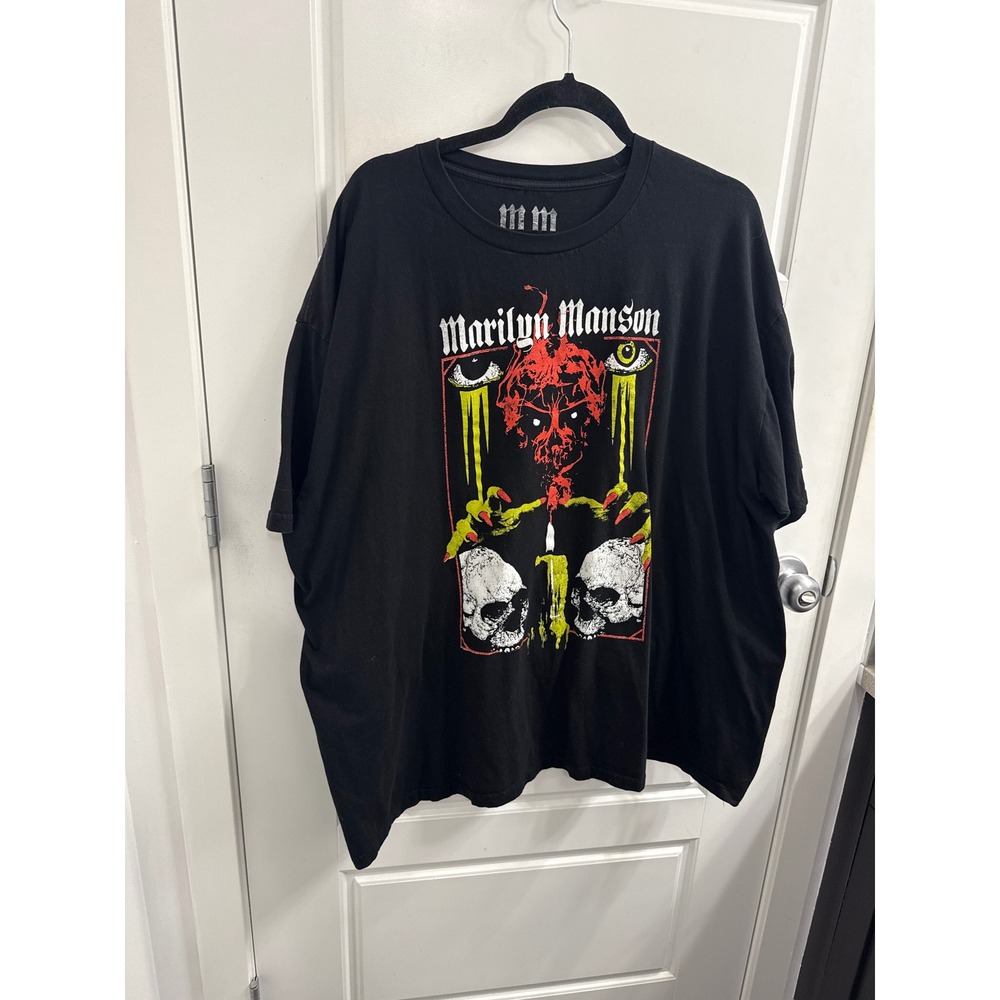 Marilyn Manson Graphic T-Shirt Mens 3XL Black Skulls Gothic Industrial‎ Rock Tee